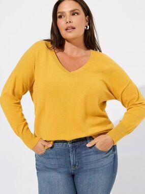 Torrid Everyday Soft Pullover Tunic Sweater Mineral Yellow 2X Plus Size